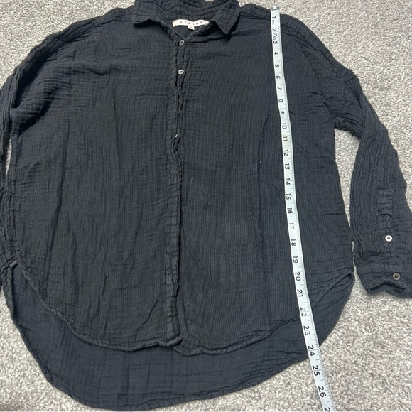 Xirena Top Womens Small Gauze Faded Black Long Sleeve Button Front Cotton - Picture 2 of 7